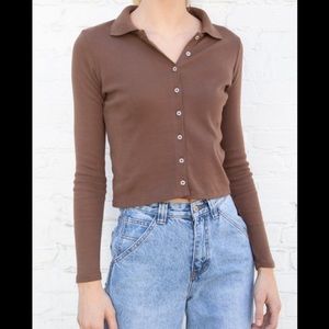 Brandy Melville Brown Collared Long Sleeve